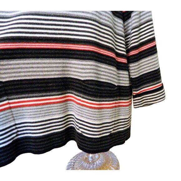 Croft & Barrow Striped Knit Top XL Black Silver Red Gray Scoop Neck 3/4 Sleeve - Picture 4 of 8